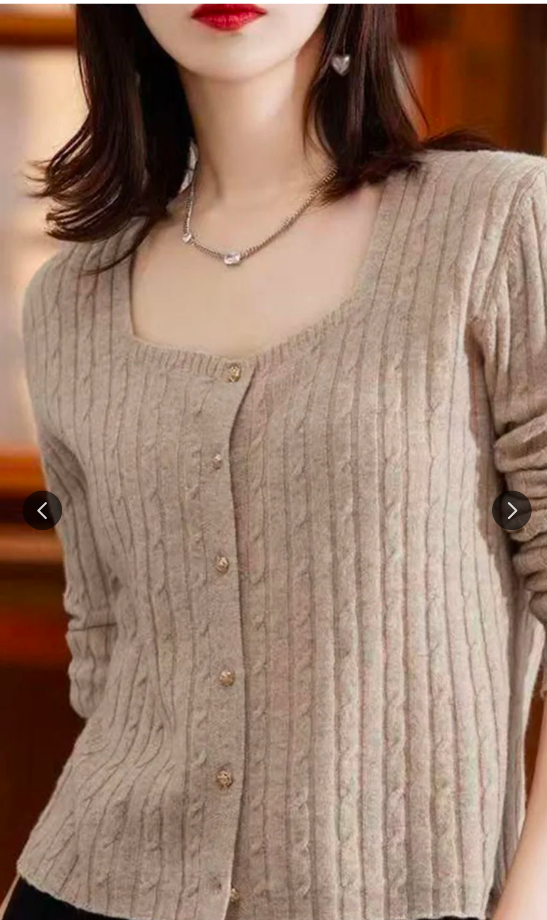 Women Peach-Coloured & White Polka Dot Print Cardigan